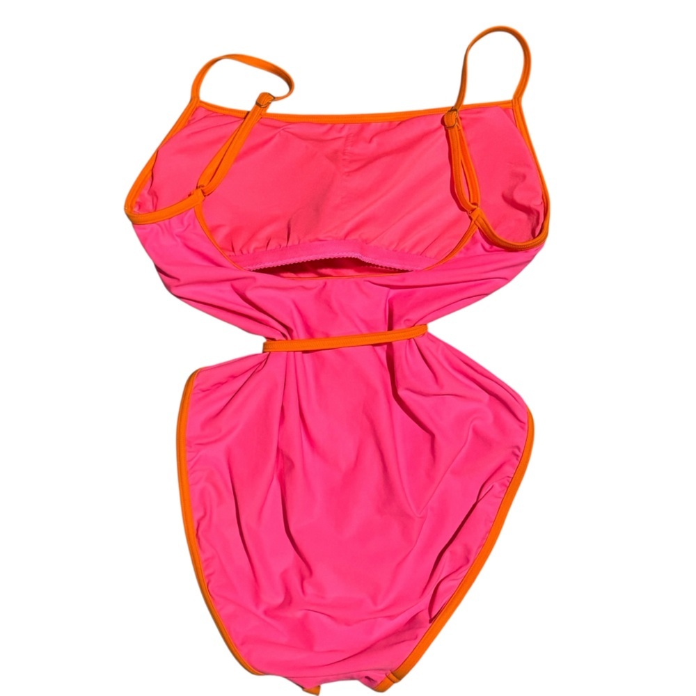 Kate Spade Colorblock Belted One-piece Pink & Orange L NWT - Picture 2 of 6